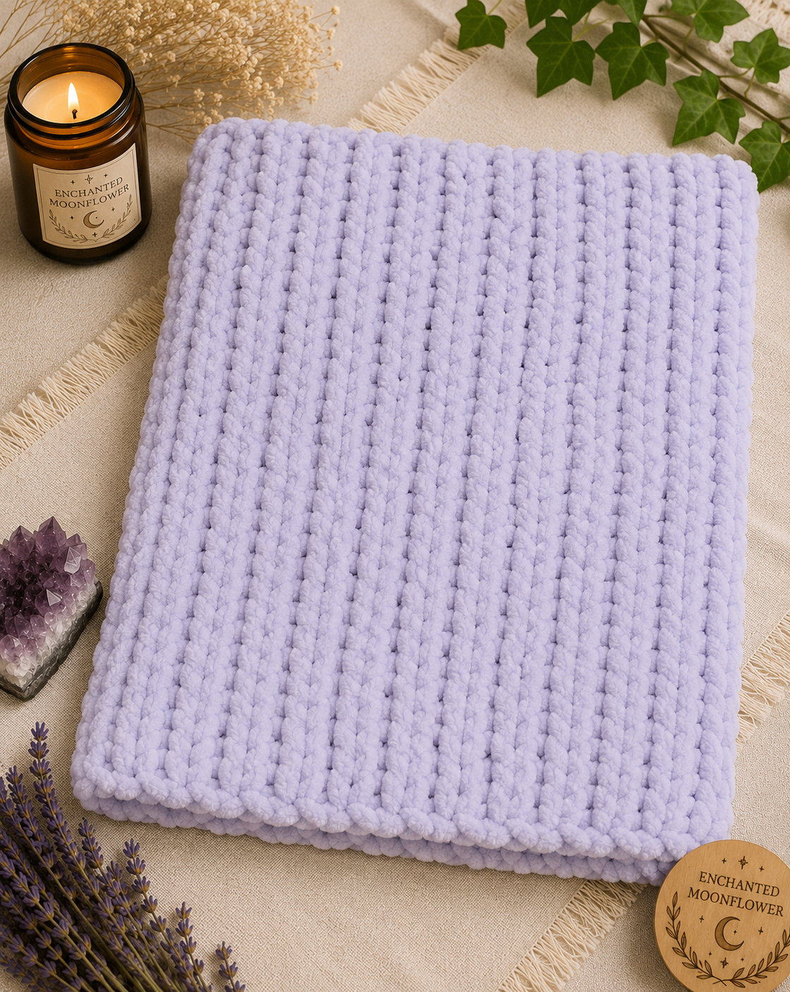 Lavender Handmade Plush Baby Blanket ๐