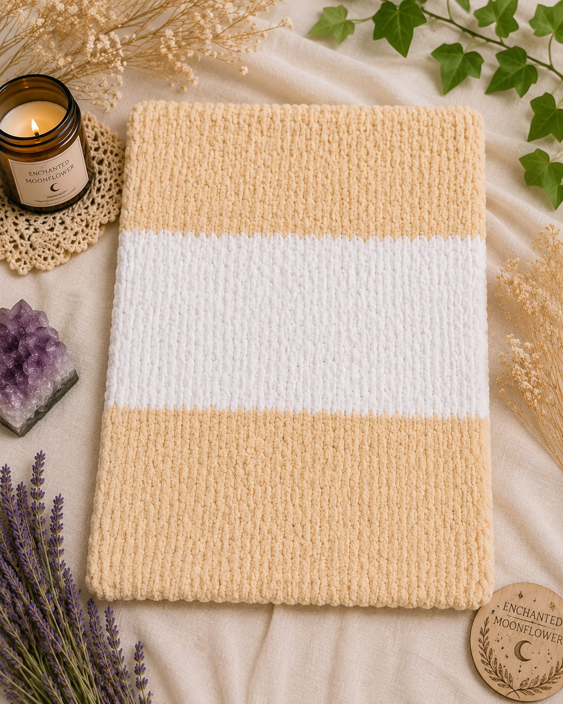 Cream & White Handmade Baby Blanket 🤍