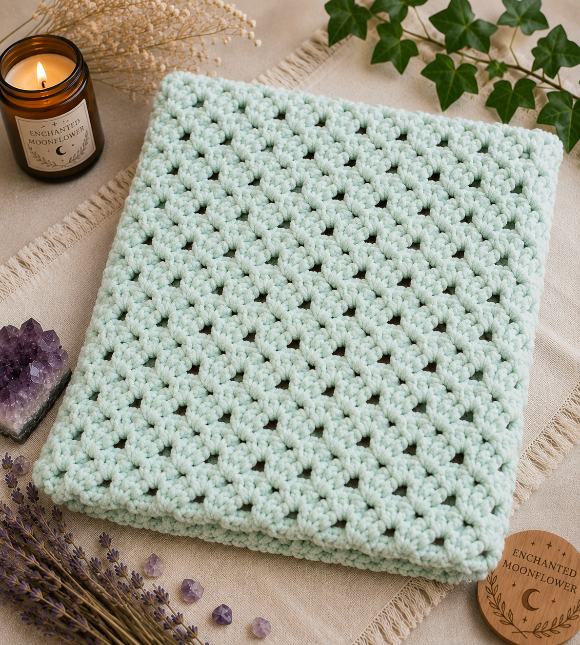 Mint Green Handmade Baby Blanket 🌿