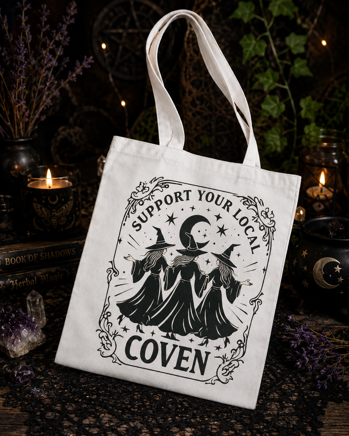 Support Your Local Coven Witch Tote Bag
