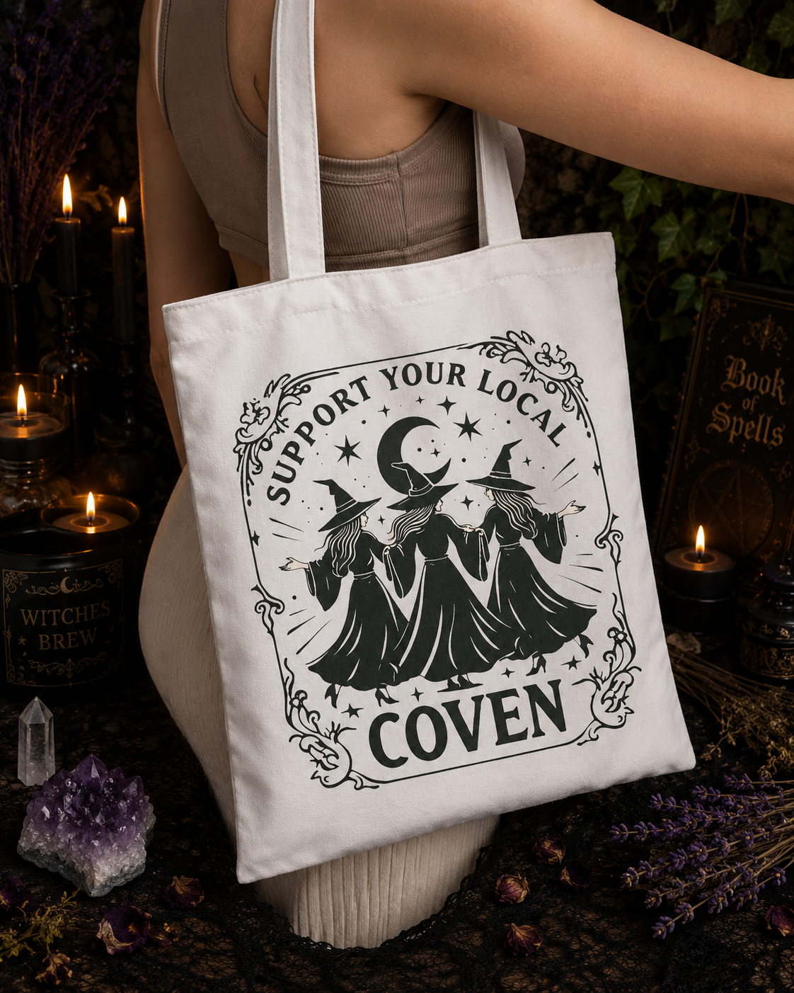 Support Your Local Coven Witch Tote Bag