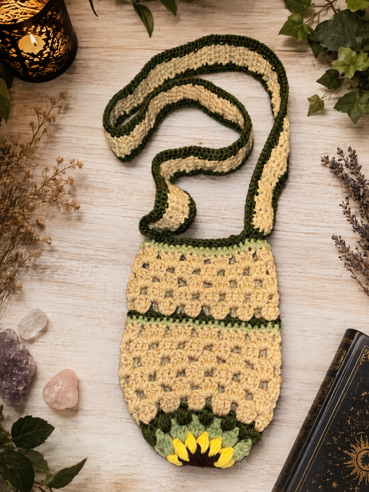 Handmade Sunflower Crochet Water bottle Crossbody Bag 🌻
